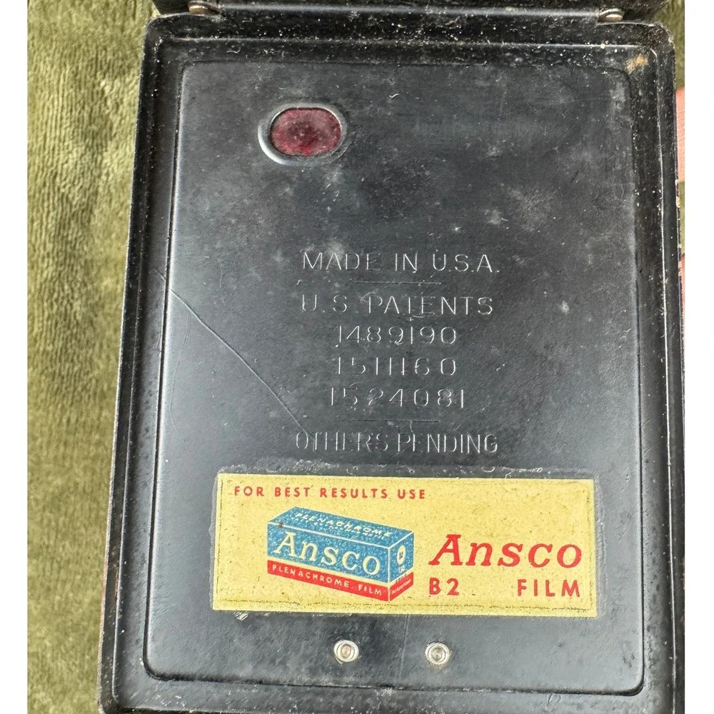 Vintage Ansco B2 Cadet Box Camera 120 Film Art Deco Black USA 1930s